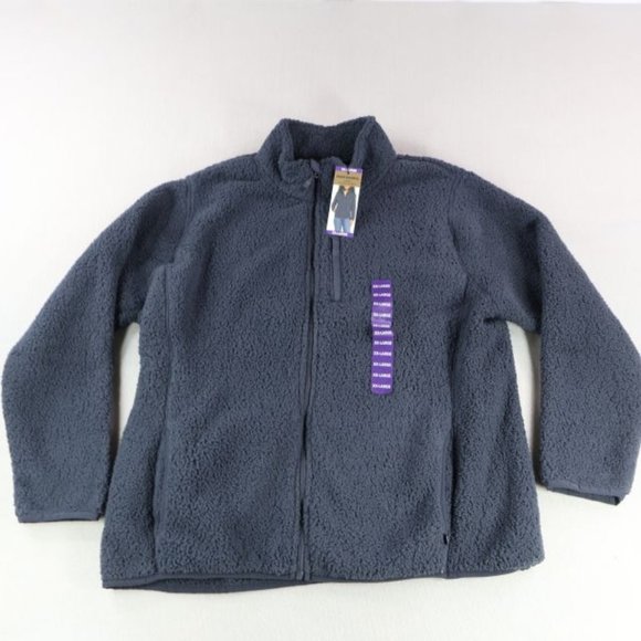 Eddie Bauer Jacket Womens XXL Gray Fleece Full Zip Outerwear Long Sleeve - Picture 1 of 7